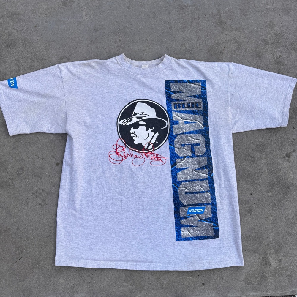 Vintage Richard Petty Blue Magnum Norton Racing T-Shirt Gray XL NASCAR 90s Cigs